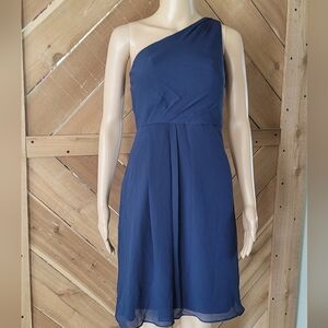 One-Shoulder Navy Blue Women's Dress